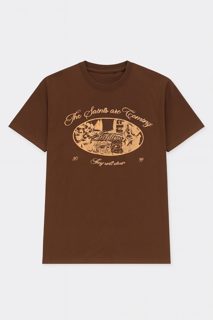 Sublime Franela Marron Oversize "The Saints Are Coming"