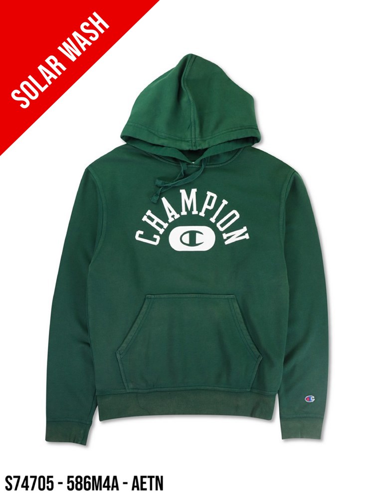 Hoodie Champion Solar Wash Vintage Verde