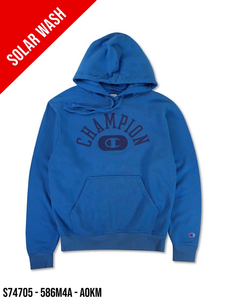 Hoodie Champion Solar Wash Vintage Azul