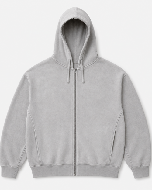 Sudadera Gris Claro con Capucha y Cremallera Lefties