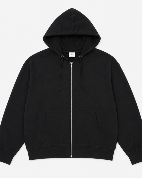 Sudadera Negra Lefties con Capucha y Cremallera Metálica