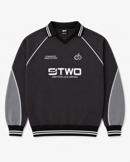 Sudadera Pull&Bear Polo Negra y Gris “STWD”