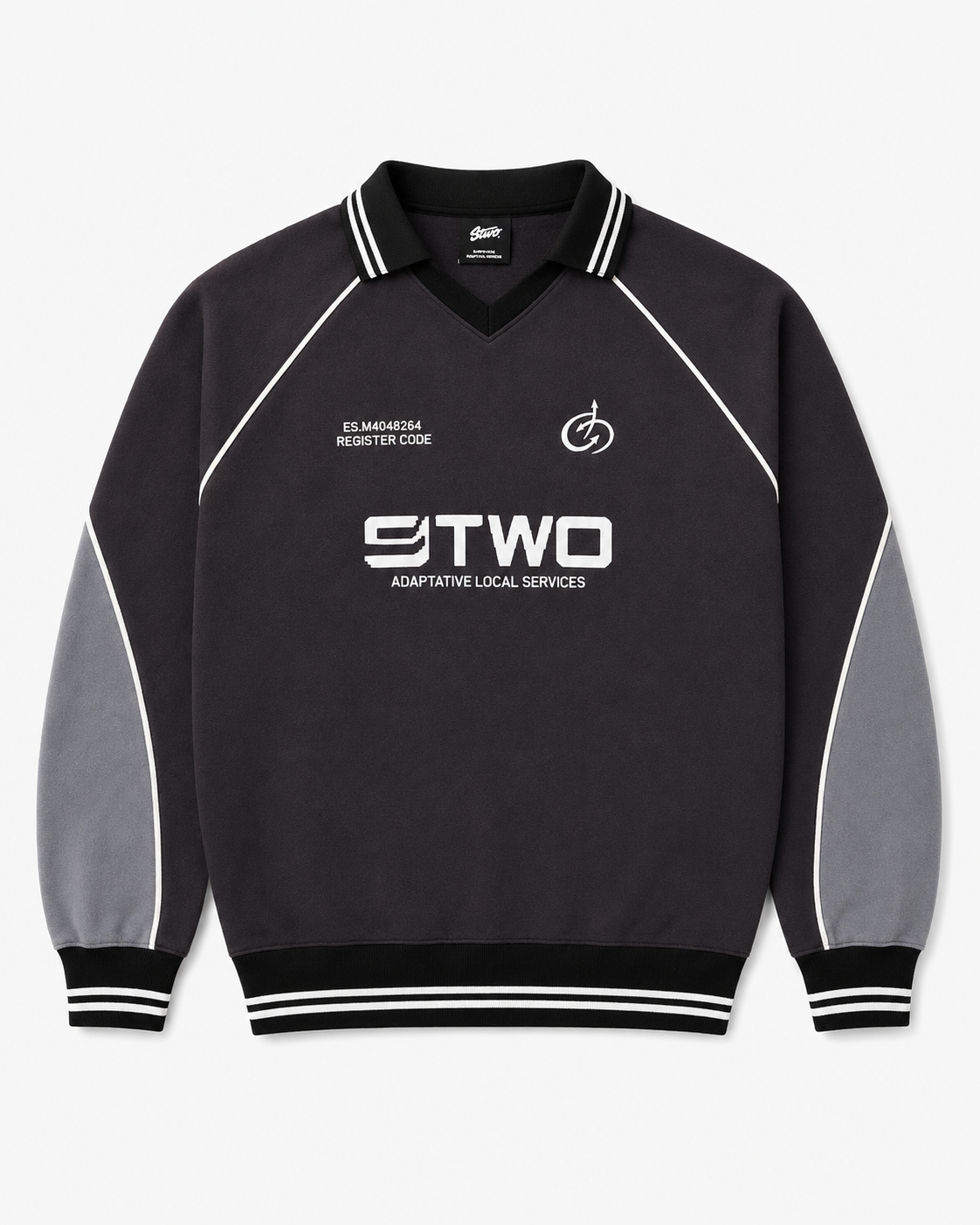 Sudadera Pull&Bear Polo Negra y Gris “STWD”