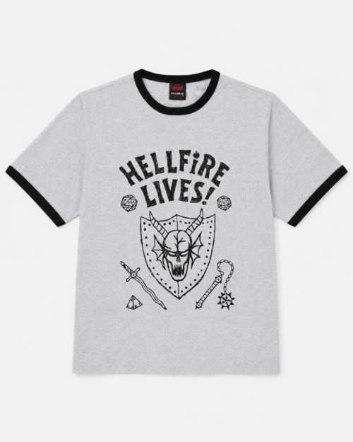 Camiseta Stranger Things "Hellfire Club" Gris Pull&Bear