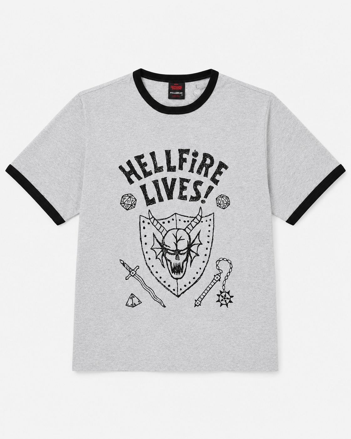 Camiseta Stranger Things "Hellfire Club" Gris Pull&Bear